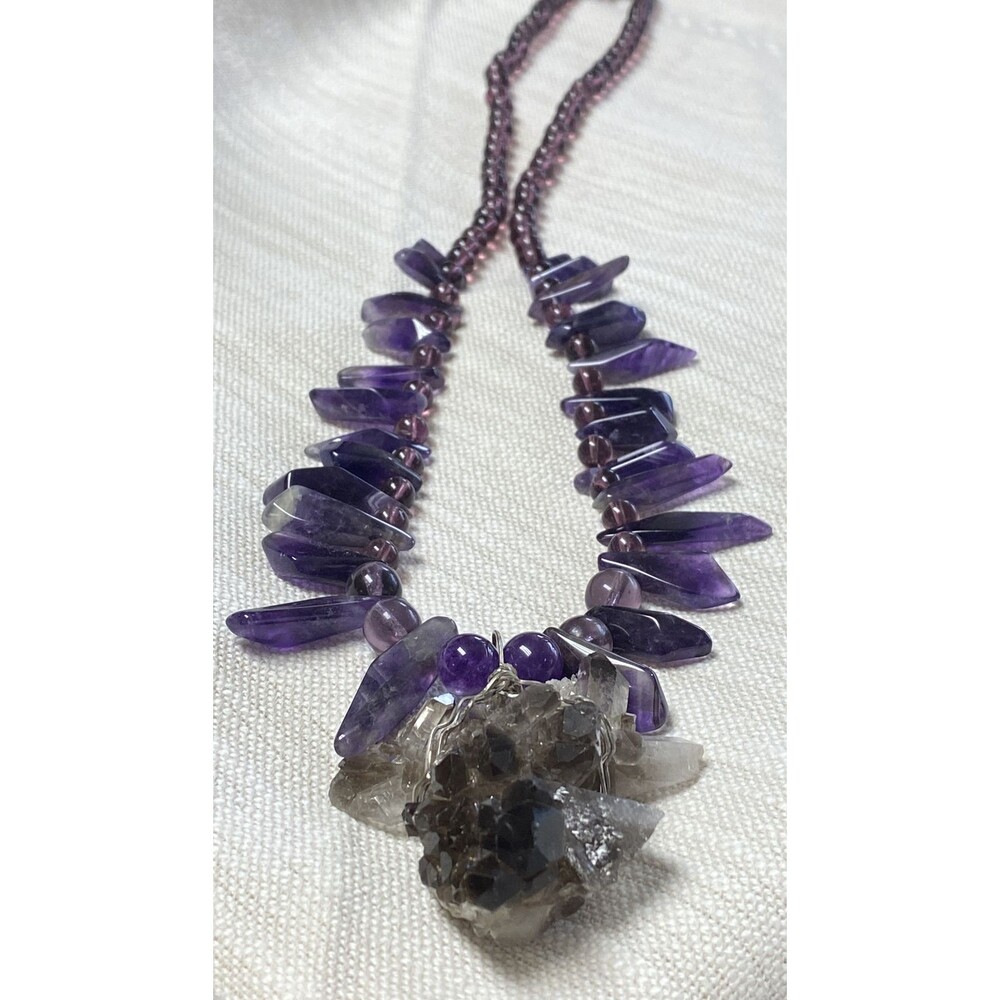 Gorgeous Faceted & Tumbled Amethyst Necklace with Pendant, Sterling Silver Clasp